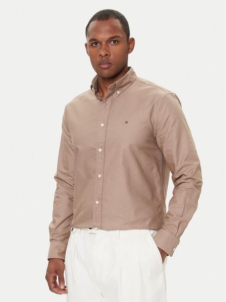 Tommy Hilfiger Koszula Solid Heritage MW0MW35774 Beżowy Regular Fit. Brązowe koszule Tommy Hilfiger, m, bez wzorów, z bawełny, bez kołnierzyka, bez ramiączek. Za 379.99 zł.