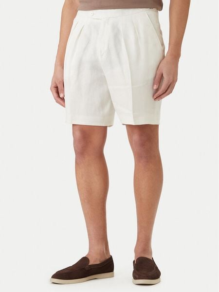 BOSS Szorty materiałowe H-Perin 50561858 Biały Tapered Fit. Białe szorty Boss, m, bez wzorów, ze lnu. Za 539.99 zł.