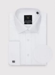 PAKO LORENTE – Biała bawełniana koszula męska na spinki. Białe koszule Pako Lorente, m, bez wzorów, z bawełny, bez kołnierzyka, bez ramiączek. Za 279.99 zł.