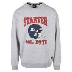 Sweter z okrągłym dekoltem Starter Football. Szare swetry nierozpinane Starter, m, bez wzorów, bez kołnierzyka, bez ramiączek. Za 304.50 zł.