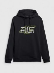 4F Bluza dresowa nierozpinana z kapturem męska 4F x Robert Lewandowski - czarna M. Czarne bluzy z kapturem 4F, m, bez wzorów, z dresówki, z kapturem. Za 199.99 zł.