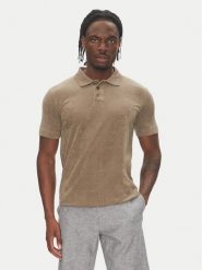 Lindbergh Polo 30-404263 Beżowy Relaxed Fit. Brązowe koszulki polo Lindbergh, l, bez wzorów, z bawełny, bez kołnierzyka, bez ramiączek. Za 169.99 zł.