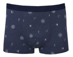 Obcisłe Bokserki, Majtki z Elastanem - Alties - Granatowe w Drzewka. Niebieskie bokserki Alties, l, bez wzorów, z bawełny. Za 35.00 zł.