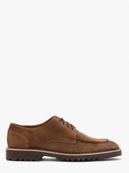 Welurowe półbuty męskie w stylu casual KORDEL. Brązowe eleganckie półbuty Ryłko, bez wzorów, ze skóry, bez obcasa, bez zapięcia. Za 479.99 zł.