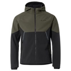 Kurtka wodoodporna VAUDE Qimsa Softshell. Zielone kurtki przeciwdeszczowe Vaude, bez wzorów, z softshellu, bez kaptura. W wyprzedaży za 670.30 zł.
