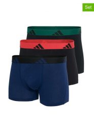 Adidas Bokserki (3 pary) w kolorze granatowym i czarnym rozmiar: M. Czarne bokserki Adidas, m, bez wzorów. Za 74.11 zł.