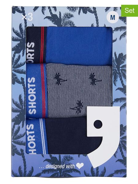 Happy Shorts Bokserki (3 pary) w kolorze granatowo-niebiesko-szarym rozmiar: L. Niebieskie bokserki Happy Shorts, l, bez wzorów. Za 44.19 zł.