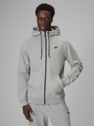Bluza dresowa regular z kapturem męska 4F 4FRMM00TSWSM3058. Szare bluzy z kapturem 4F, m, bez wzorów, z bawełny, z kapturem. Za 169.99 zł.