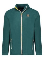 Geographical Norway Kurtka polarowa "Tugim" w kolorze ciemnozielonym rozmiar: XL. Zielone kurtki Geographical Norway, xl, z aplikacjami, z materiału, bez kaptura. Za 87.81 zł.