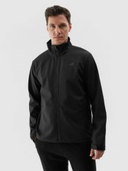 4F Kurtka softshell wiatroodporna membrana 5000 męska - czarna S. Czarne kurtki 4F, na jesień, m, bez wzorów, z dzianiny, z kapturem. W wyprzedaży za 139.99 zł.