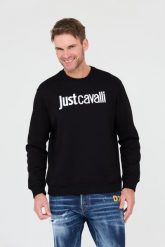 JUST CAVALLI Czarna bluza R Logo. Czarne bluzy Just Cavalli, m, bez wzorów, bez kaptura. W wyprzedaży za 499.99 zł.