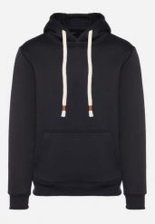 Granatowa Bluza z Bawełną Kapturem i Kieszenią Typu Kangurek Norrise. Niebieskie bluzy z kapturem Born2be, l, bez wzorów, z bawełny. Za 79.99 zł.