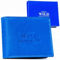 Portfel skórzany Always Wild AW-N7-MAL niebieski. Niebieskie portfele Always Wild, bez wzorów, ze skóry. Za 45.00 zł.