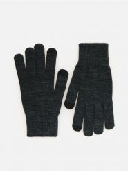 Dzianinowe rękawiczki - ciemnoszary. Szare rękawiczki Reserved, bez wzorów, z dzianiny. Za 29.99 zł.