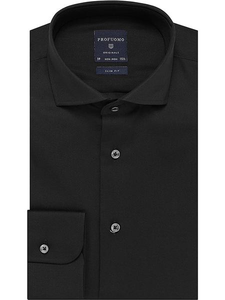 PROFUOMO Koszula - Slim fit - w kolorze czarnym rozmiar: 41. Czarne koszule PROFUOMO, bez wzorów, z bawełny, bez kołnierzyka, bez ramiączek. Za 162.49 zł.