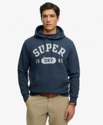 Superdry Athletic Essentials Hoodie – luźna bluza z kapturem. Niebieskie bluzy z kapturem Superdry, xl, bez wzorów, z bawełny, z kapturem. Za 352.05 zł.