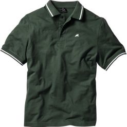 Shirt polo bonprix ciemnozielony. Zielone koszulki polo sportowe marki bonprix, z haftami, z bawełny, polo. Za 34.99 zł.