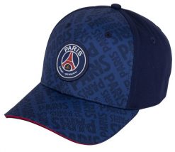 Czapka z daszkiem Paris Saint Germain cap all-over print granatowa. Niebieskie czapki z daszkiem PSG, bez wzorów, z bawełny. Za 109.00 zł.