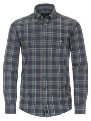 CASAMODA Koszula - Casual fit - w kolorze granatowo-oliwkowym rozmiar: L. Brązowe koszule CASAMODA, l, bez wzorów, z bawełny, bez kołnierzyka, bez ramiączek. Za 113.99 zł.