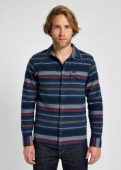LEE MĘSKA KOSZULA CLEAN WESTERN SHIRT MOOD INDIGO 112355750 L66R014445. Niebieskie koszule Lee, l, bez wzorów, bez kołnierzyka, bez ramiączek. Za 179.99 zł.