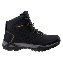 Buty Hi-Tec Medin Mid 92800377415 czarne. Czarne buty turystyczne bez wzorów, z materiału, bez zapięcia. Za 284.10 zł.
