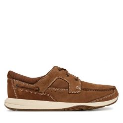 Półbuty Clarks. Brązowe eleganckie półbuty Clarks, bez wzorów, bez obcasa, bez zapięcia. Za 389.99 zł.
