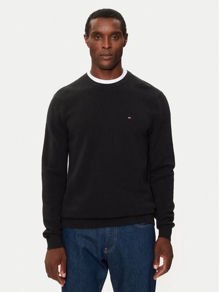 Tommy Hilfiger Sweter Essential MW0MW36347 Czarny Regular Fit. Czarne swetry rozpinane Tommy Hilfiger, m, bez wzorów, z bawełny, bez kołnierzyka, bez ramiączek. Za 459.99 zł.