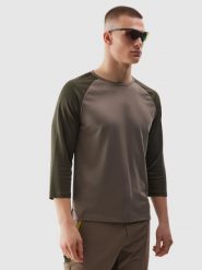 4F Longsleeve rowerowy szybkoschnący męski - brązowy S. Brązowe t-shirty sportowe 4F, bez wzorów, z dzianiny, bez ramiączek, rowerowe. W wyprzedaży za 59.99 zł.