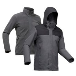 Kurtka turystyczna męska zimowa Quechua NH100 3w1 0°C wodoodporna. Brązowe kurtki QUECHUA, na zimę, l, bez wzorów, z materiału, bez kaptura. Za 199.99 zł.