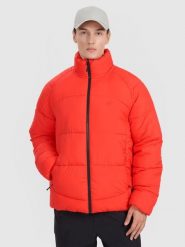 4F Kurtka puchowa z wypełnieniem syntetycznym męska - czerwona 3XL. Czerwone kurtki 4F, na zimę, m, bez wzorów, z dzianiny, z kapturem. Za 279.99 zł.