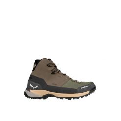 Buty trekkingowe wysokie męskie Puez Leather Mid Ptx. Brązowe buty trekkingowe Salewa, bez wzorów, bez zapięcia. Za 989.99 zł.