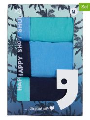 Happy Shorts Bokserki (3 pary) w kolorze turkusowo-granatowo-błękitnym rozmiar: M. Niebieskie bokserki Happy Shorts, m, bez wzorów. Za 65.69 zł.