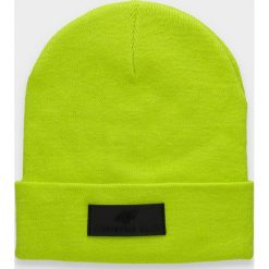 Czapka męska CAM201 - zielony neon. Zielone czapki zimowe 4F, bez wzorów. Za 39.99 zł.