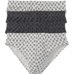 Figi (4 pary) bonprix szary melanż - czarny z nadrukiem. Slipki marki bonprix. Za 39.96 zł.