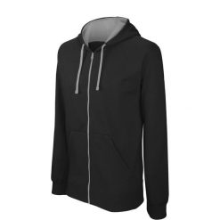 Bluza z kapturem na zamek Kariban Contrastée. Czarne bluzy z kapturem KARIBAN, s, bez wzorów, z bawełny, z kapturem. Za 180.00 zł.