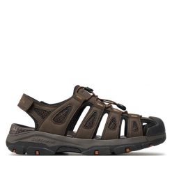 Sandały Skechers. Brązowe sandały Skechers, bez zapięcia. Za 289.99 zł.