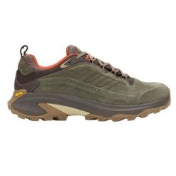 Buty trekkingowe męskie Merrell Moab Speed 2 Leather Wp. Zielone buty trekkingowe Merrell, bez wzorów, z materiału, bez zapięcia, trekkingowe. Za 989.00 zł.