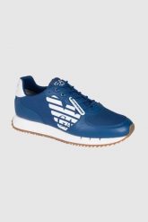 EA7 Niebieskie sneakersy z białą podeszwą, Rozmiar 44. Niebieskie buty sportowe casual EA7 Emporio Armani, bez wzorów, bez zapięcia. W wyprzedaży za 599.99 zł.