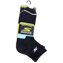Skarpetki sportowe męskie 3pk Mens Qtr Prem Basic Socks. Czarne skarpetki sportowe Skechers, bez wzorów, z bawełny. Za 99.99 zł.