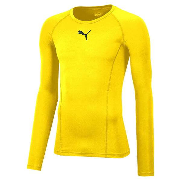 Męska Koszulka Termoaktywna Puma Liga Baselayer Tee LS żółta Piłka Nożna. Żółte bielizna termoaktywna Puma, m, bez wzorów, z elastanu, bez ramiączek, na fitness i siłownię. Za 130.99 zł.