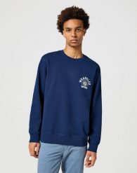 WRANGLER MĘSKA BLUZA CREWNECK SWEATSHIRT NAVY 112357329 W6K0011976. Niebieskie bluzy Wrangler, m, bez wzorów, bez kaptura. Za 199.99 zł.
