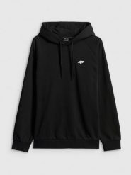4F Bluza dresowa regular z kapturem męska - czarna L. Czarne bluzy 4F, l, bez wzorów, z dresówki, z kapturem. Za 169.99 zł.