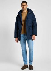 LEE MĘSKA KURTKA ZIMOWA LONG PUFFER JACKET RIVET NAVY 112355663 LD48015599. Niebieskie kurtki Lee, na zimę, m, bez wzorów, bez kaptura. Za 419.99 zł.