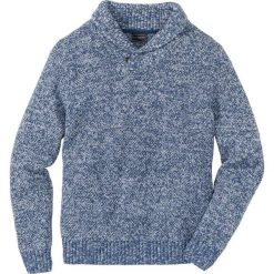 Sweter z szalowym kołnierzem Regular Fit bonprix jasny indygo melanż. Swetry nierozpinane marki bonprix. Za 79.99 zł.