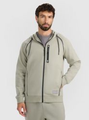 4F Bluza dresowa rozpinana z kapturem męska - oliwkowa XL. Brązowe bluzy 4F, m, bez wzorów, z bawełny, z kapturem. Za 199.99 zł.