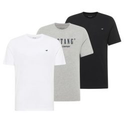 3-Pak T-Shirt Mustang Style Alex Biały Czarny Szary. Białe t-shirty Mustang, uniwersalny, bez wzorów, bez kołnierzyka, bez ramiączek. Za 149.99 zł.