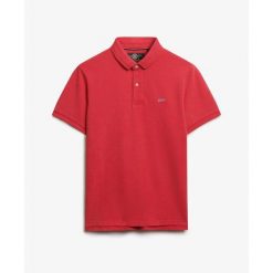 Koszulka polo z piki Superdry Classic. Czerwone koszulki polo Superdry, m, bez wzorów, bez kołnierzyka, bez ramiączek. Za 236.50 zł.