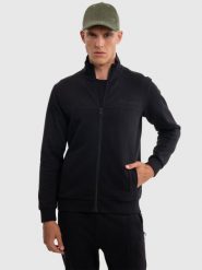 Bluza męska rozpinana ze stójką czarna Wlador 906. Czarne bluzy BIG STAR, l, bez wzorów, z dresówki, bez kaptura. Za 249.99 zł.
