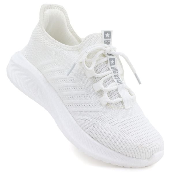 Półbuty sportowe męskie tekstylne białe Big Star UU174004. Białe buty sportowe casual BIG STAR, bez wzorów, z tkaniny, bez zapięcia. Za 155.99 zł.