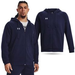 Męska bluza z kapturem fitness Under Armour Rival Fleece. Niebieskie bluzy Under Armour, m, bez wzorów, z kapturem. W wyprzedaży za 177.50 zł.